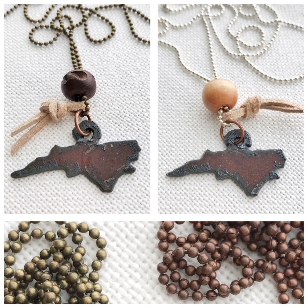 Rustic NORTH CAROLINA Handmade Boho State Necklace